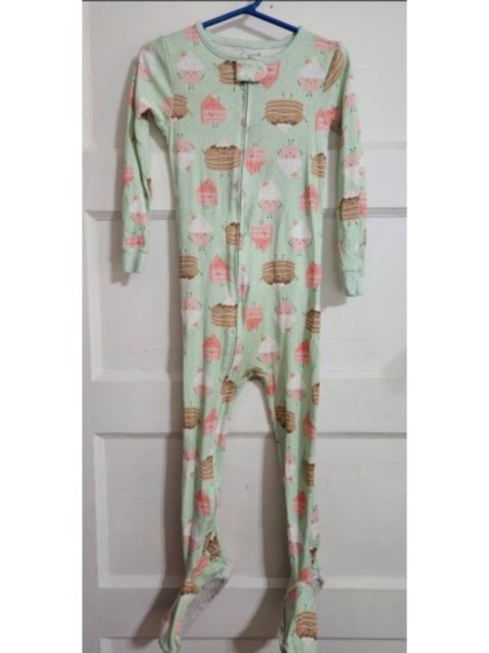 CARTER'S Light Green Cupcake and Cake Print One Piece Pajamas Girls 4T